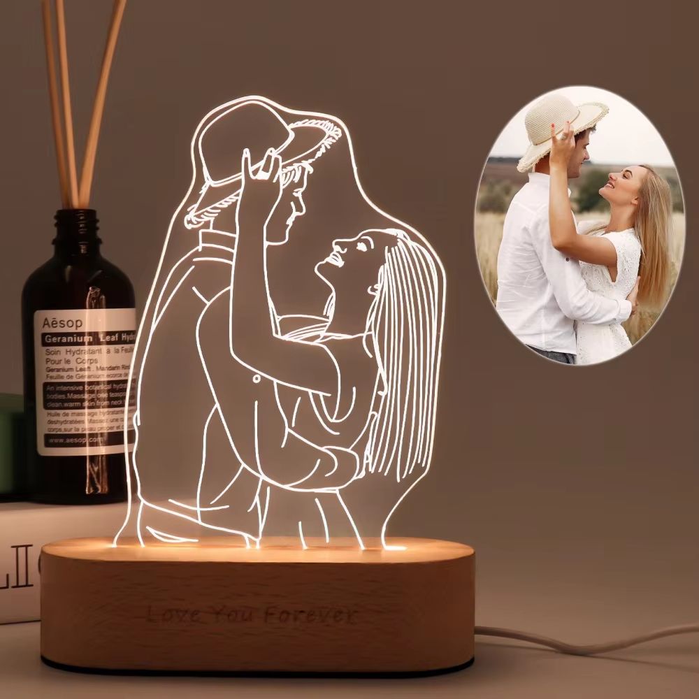 Personalized 3D Photo Lamp  Custom Night Light With Engraved Picture  Text For Wedding Anniversary  5