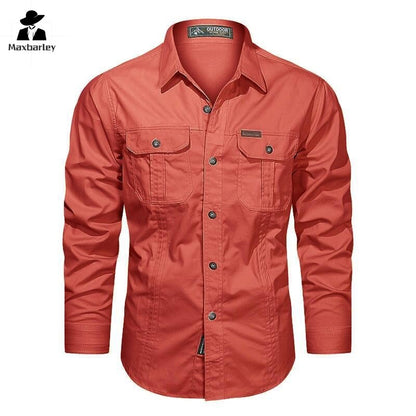 Mens Long Sleeve Casual Shirt, Premium Cotton Overshirt for Spring and Autumn, High Quality Brand Clothing for Work
