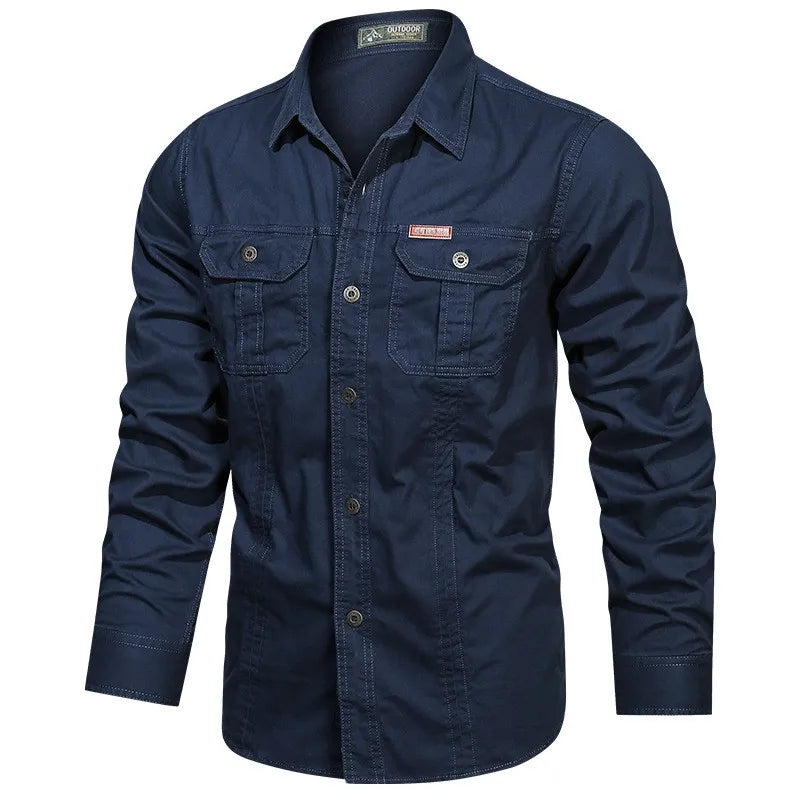 Mens Long Sleeve Casual Shirt, Premium Cotton Overshirt for Spring and Autumn, High Quality Brand Clothing for Work