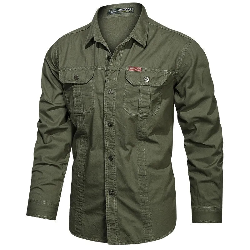 Mens Long Sleeve Casual Shirt, Premium Cotton Overshirt for Spring and Autumn, High Quality Brand Clothing for Work