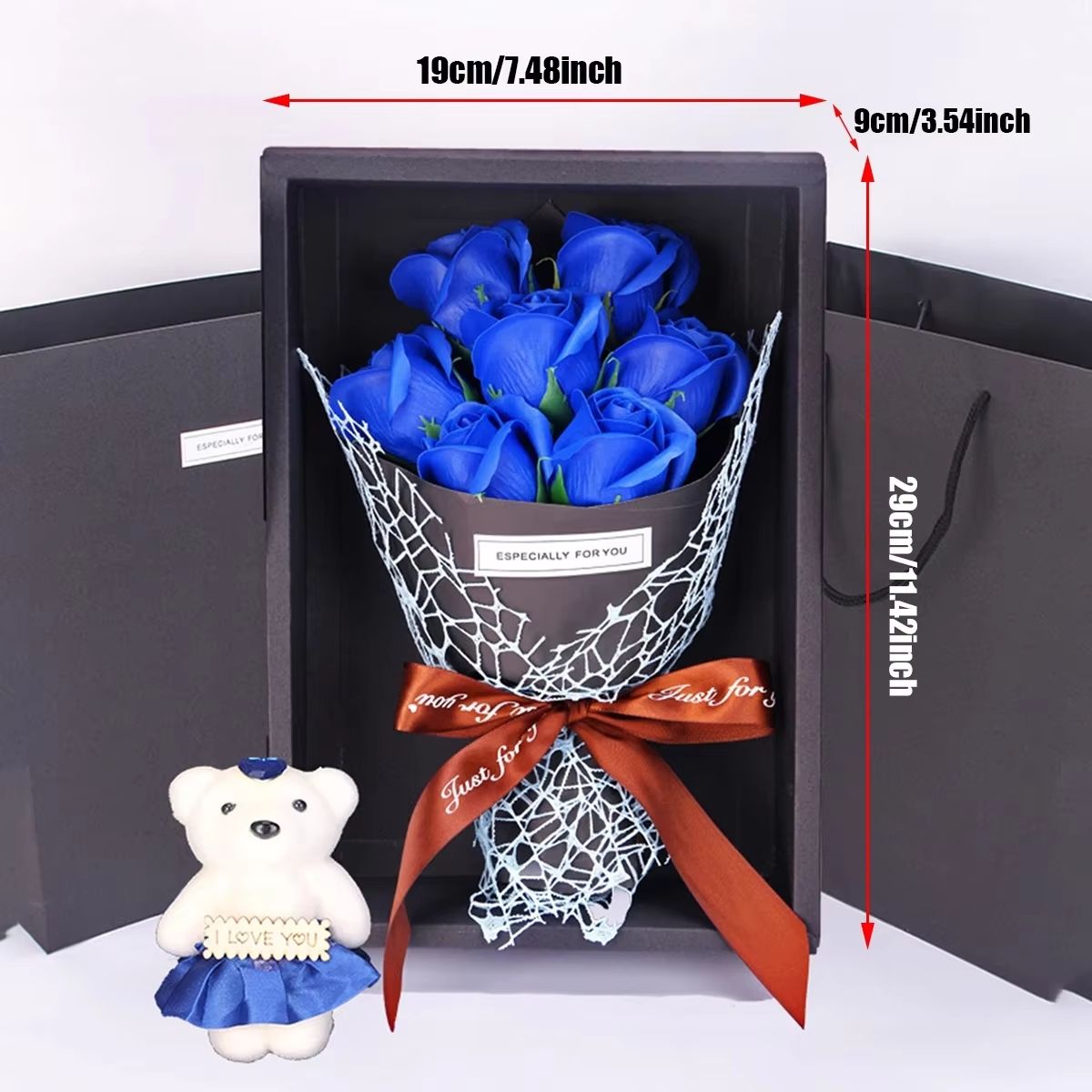 Handmade 7 Rose Soap Bouquet With Little Bear Gift Box  Creative Valentines Mothers Day  Birthday P 9