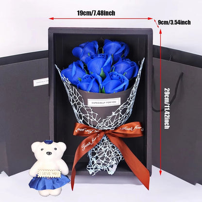 Handmade 7 Rose Soap Bouquet With Little Bear Gift Box  Creative Valentines Mothers Day  Birthday P 2