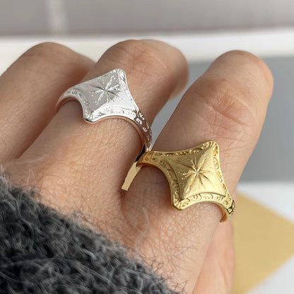 Minimalist 925 Sterling Silver Ring for Women – Handmade Gold Star Design, Allergy-Resistant Fine Jewelry Gift