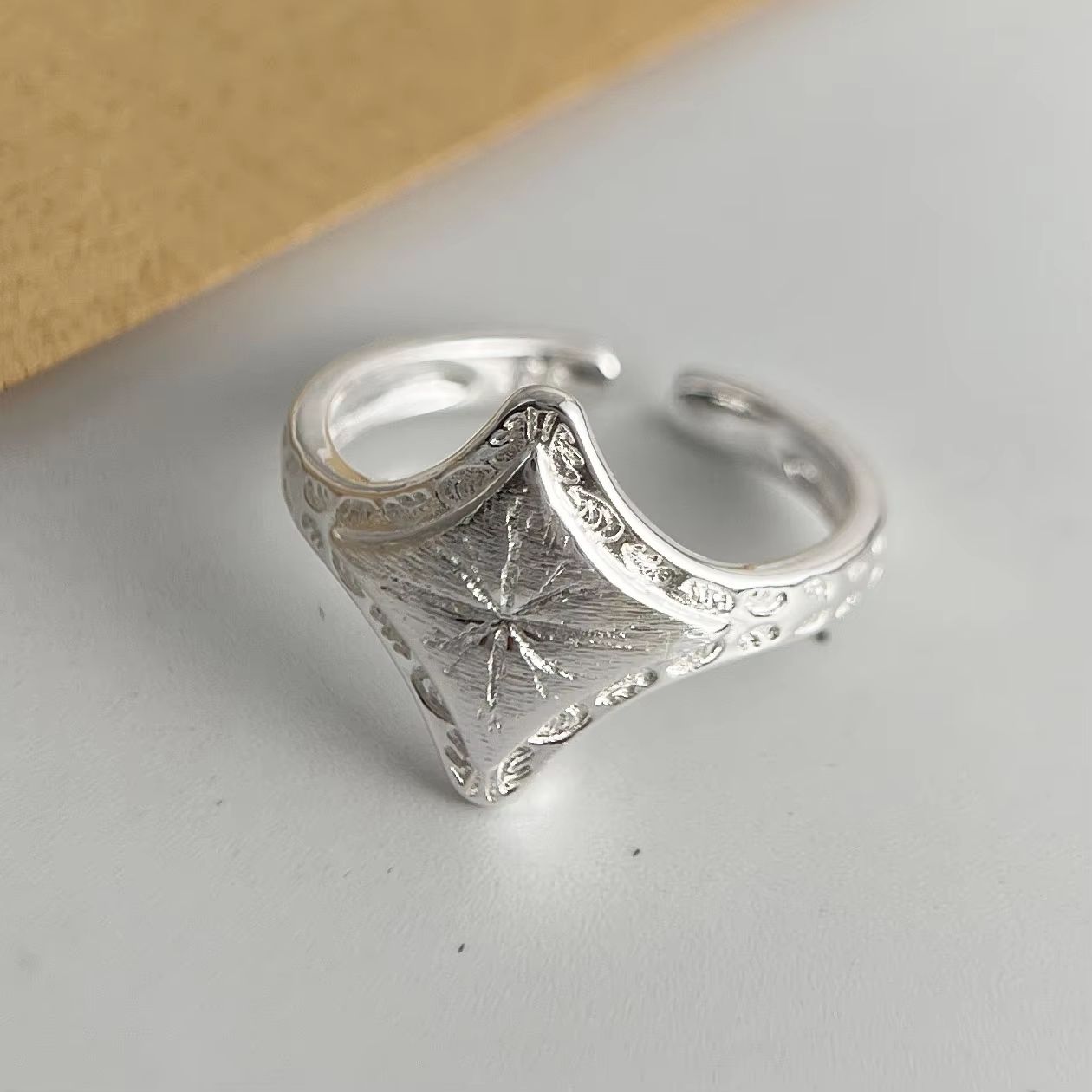 Minimalist 925 Sterling Silver Ring For Women  Handmade Gold Star Design AllergyResistant Fine Jewe 3