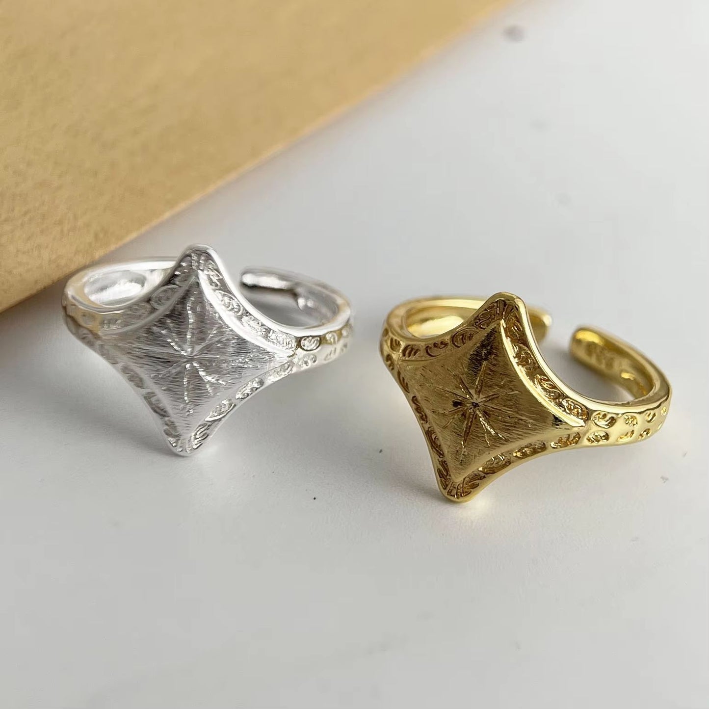 Minimalist 925 Sterling Silver Ring For Women  Handmade Gold Star Design AllergyResistant Fine Jewe 5