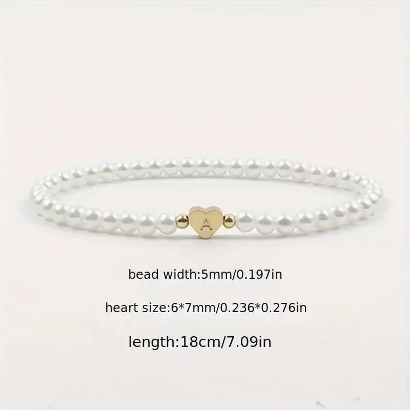 Personalized Initial Pearl Bracelet For Women  Elegant AZ Letter Charm Link Bracelet Jewelry Gift 1