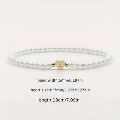 Personalized Initial Pearl Bracelet For Women  Elegant AZ Letter Charm Link Bracelet Jewelry Gift 1