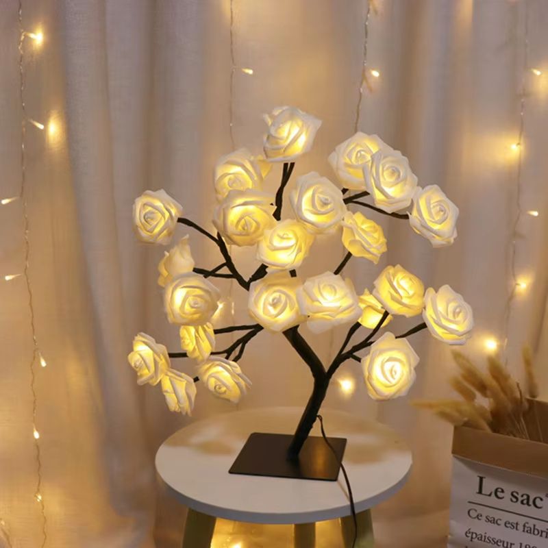 Romantic LED Rose Flower Table Lamp  USBPowered Night Light For Home Wedding And Party Decoration 10