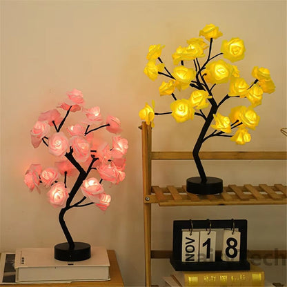 Romantic LED Rose Flower Table Lamp  USBPowered Night Light For Home Wedding And Party Decoration 2