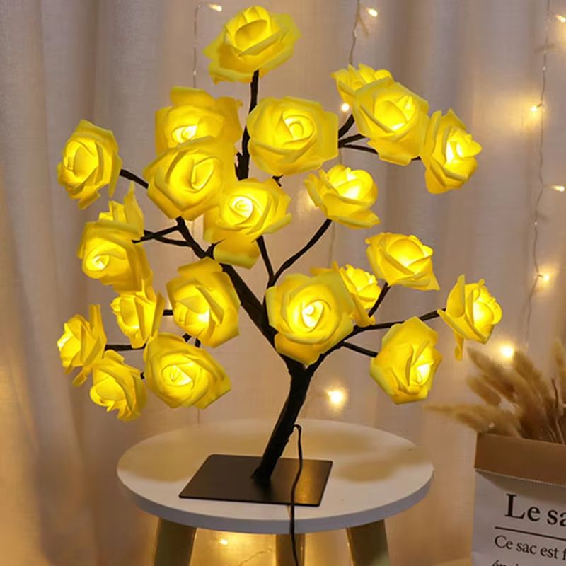 Romantic LED Rose Flower Table Lamp  USBPowered Night Light For Home Wedding And Party Decoration 7