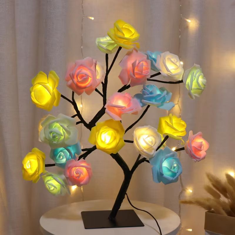 Romantic LED Rose Flower Table Lamp  USBPowered Night Light For Home Wedding And Party Decoration 8