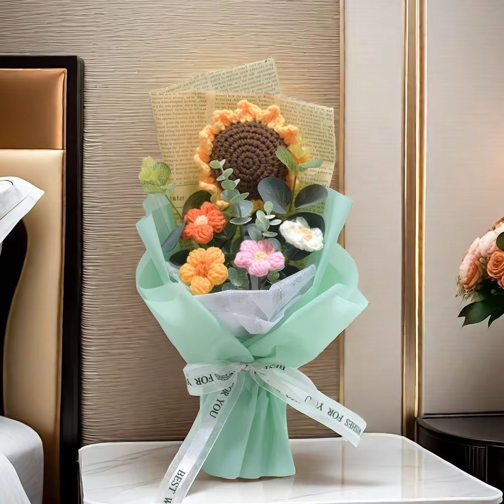 Handmade Crochet Flower Bouquet  Sunflower  Daisy Gift For Special Occasions 2