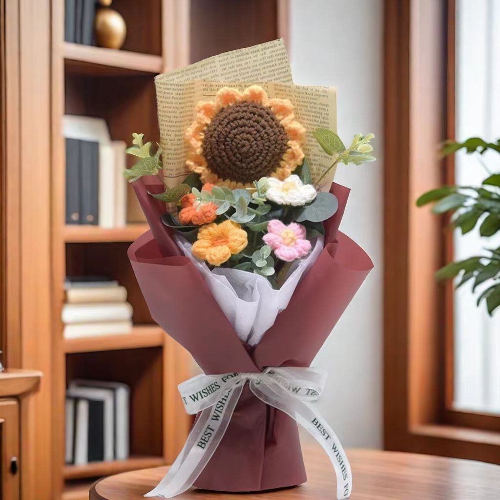 Handmade Crochet Flower Bouquet  Sunflower  Daisy Gift For Special Occasions 7