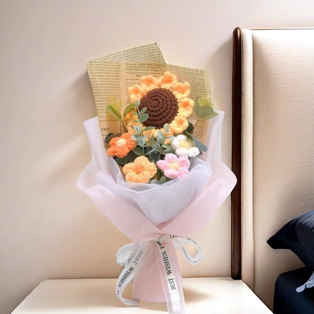 Handmade Crochet Flower Bouquet  Sunflower  Daisy Gift For Special Occasions 8