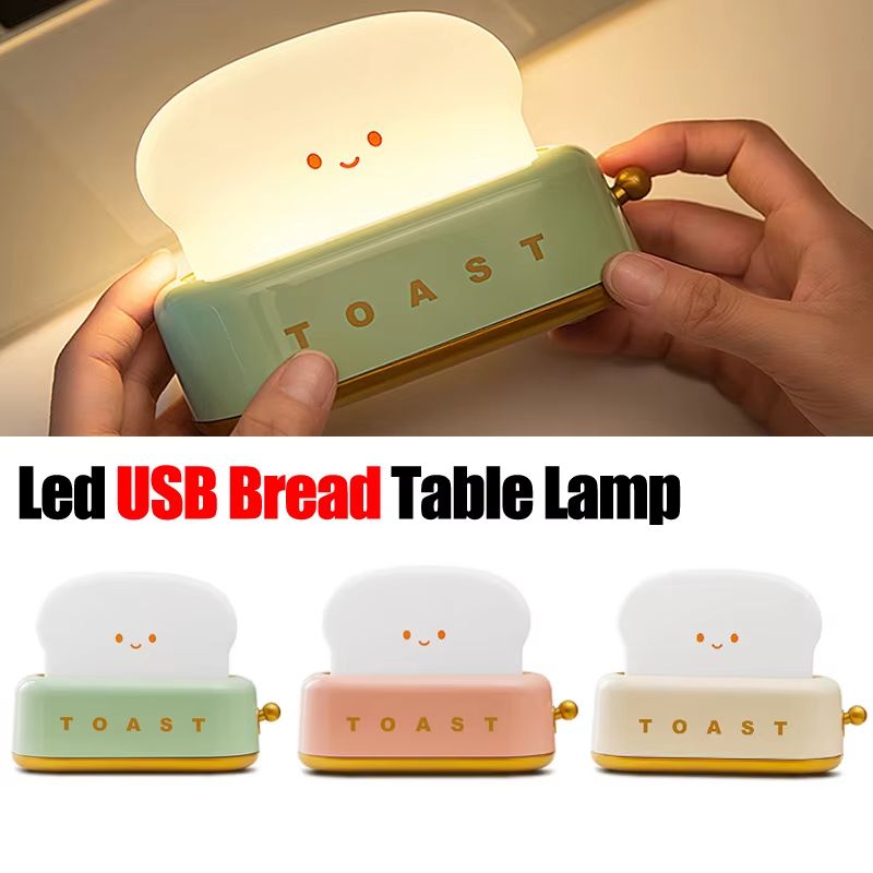 Creative Bread Toast Night Light  USB Rechargeable LED Lamp For Bedroom  Holiday Decor 1