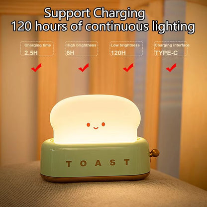 Creative Bread Toast Night Light  USB Rechargeable LED Lamp For Bedroom  Holiday Decor 2