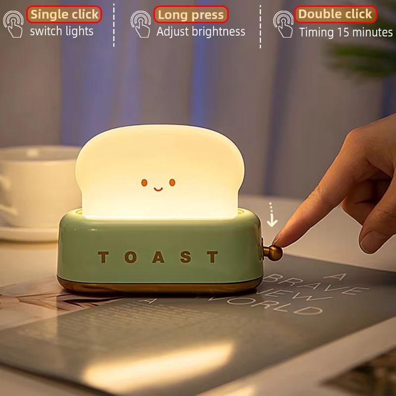 Creative Bread Toast Night Light  USB Rechargeable LED Lamp For Bedroom  Holiday Decor 3