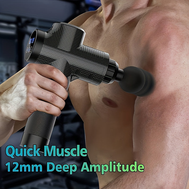 Electric Percussion Fascial Massage Gun, Pistol Massager for Muscle Relaxation, Deep Tissue Body Neck Back Fitness Tool