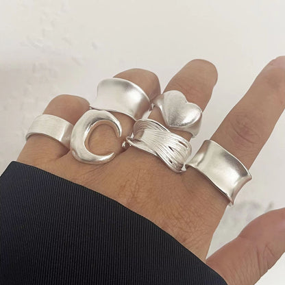 Minimalist 925 Sterling Silver Moon Ring Set  Handmade Couple Jewelry Gift 1