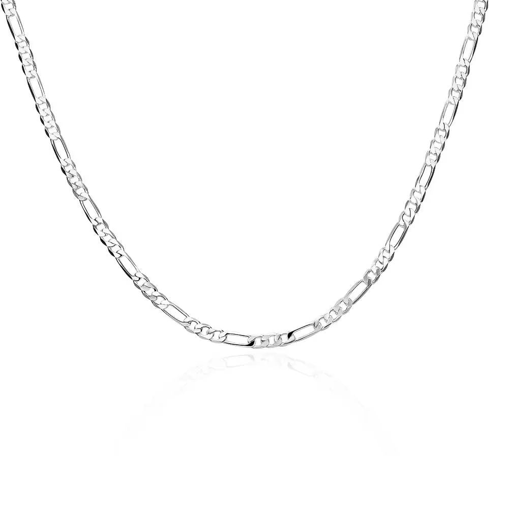 925 Sterling Silver Figaro Chain Necklace  Hip Hop Long Necklace For Women  Men 4