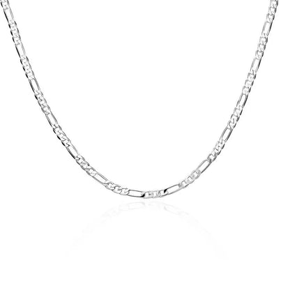 925 Sterling Silver Figaro Chain Necklace  Hip Hop Long Necklace For Women  Men 4