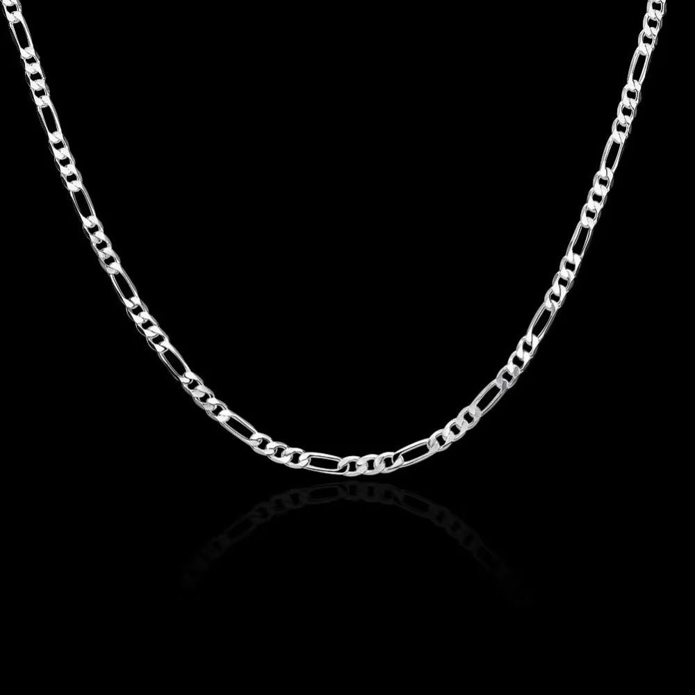 925 Sterling Silver Figaro Chain Necklace  Hip Hop Long Necklace For Women  Men 5