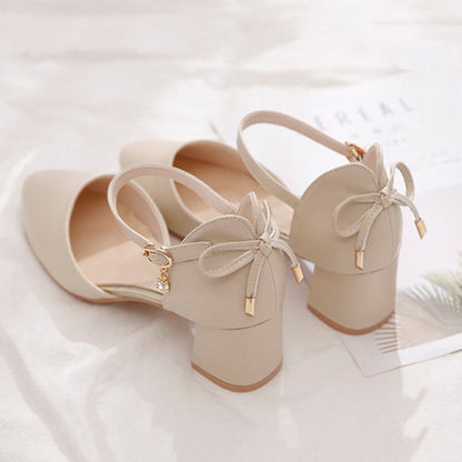 Fairy Style ThinStrap High Heels Spring Summer Bowknot Pumps With Golden Buckle Chic  Comfortable W 8