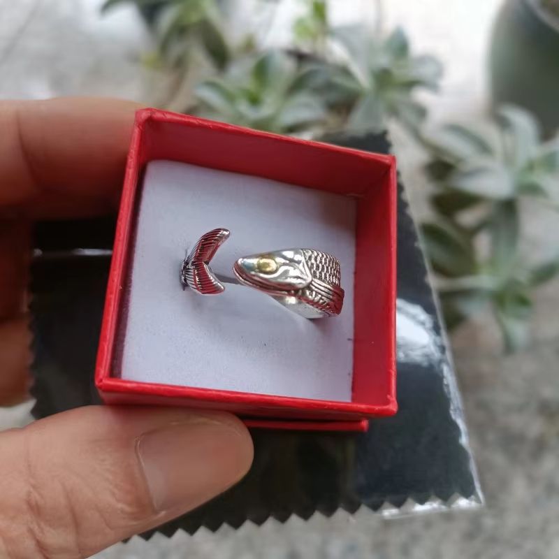 Buyee 925 Sterling Silver Fish Open Ring  Unique Animal Jewelry For Men  Women 2