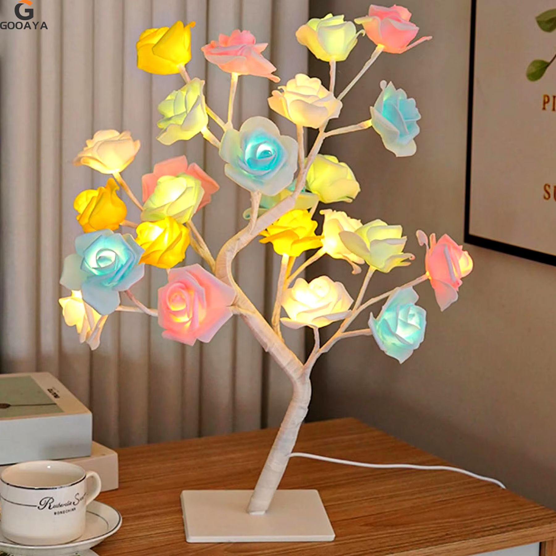 LED Rose Leaf Table Lamp  USB Fairy Light Night Lamp For Home  Party Decoration 12