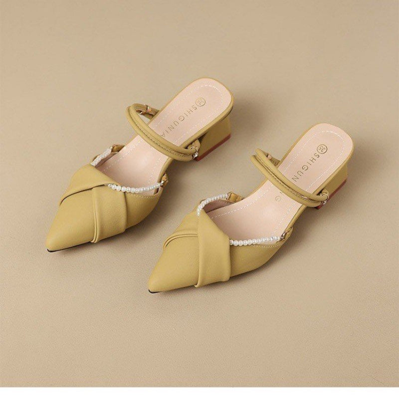 Womens High Heels, New Pointed Toe Beach Temperament Outdoor Simple Fashion Party Fairy Style Retro Style Shoes