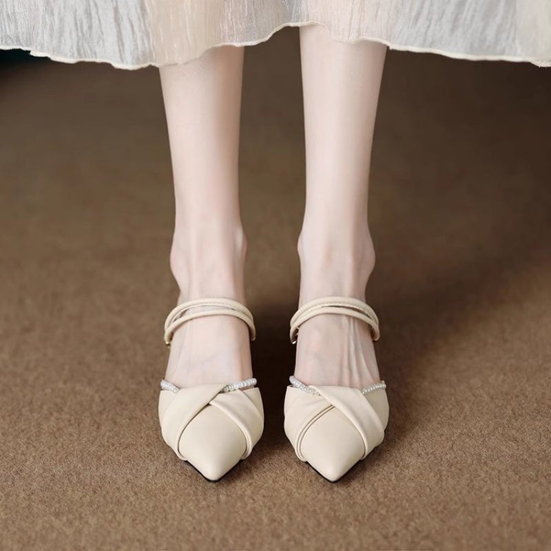 Womens High Heels, New Pointed Toe Beach Temperament Outdoor Simple Fashion Party Fairy Style Retro Style Shoes