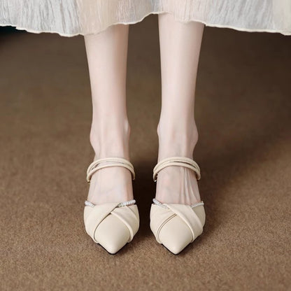 Womens High Heels, New Pointed Toe Beach Temperament Outdoor Simple Fashion Party Fairy Style Retro Style Shoes