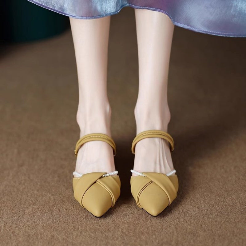 Womens High Heels, New Pointed Toe Beach Temperament Outdoor Simple Fashion Party Fairy Style Retro Style Shoes