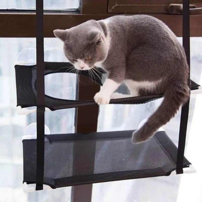 Cat Hammock Window Bed With DoubleDecker Tunnel  Hanging Sunny Seat With Strong Suction Cups 1