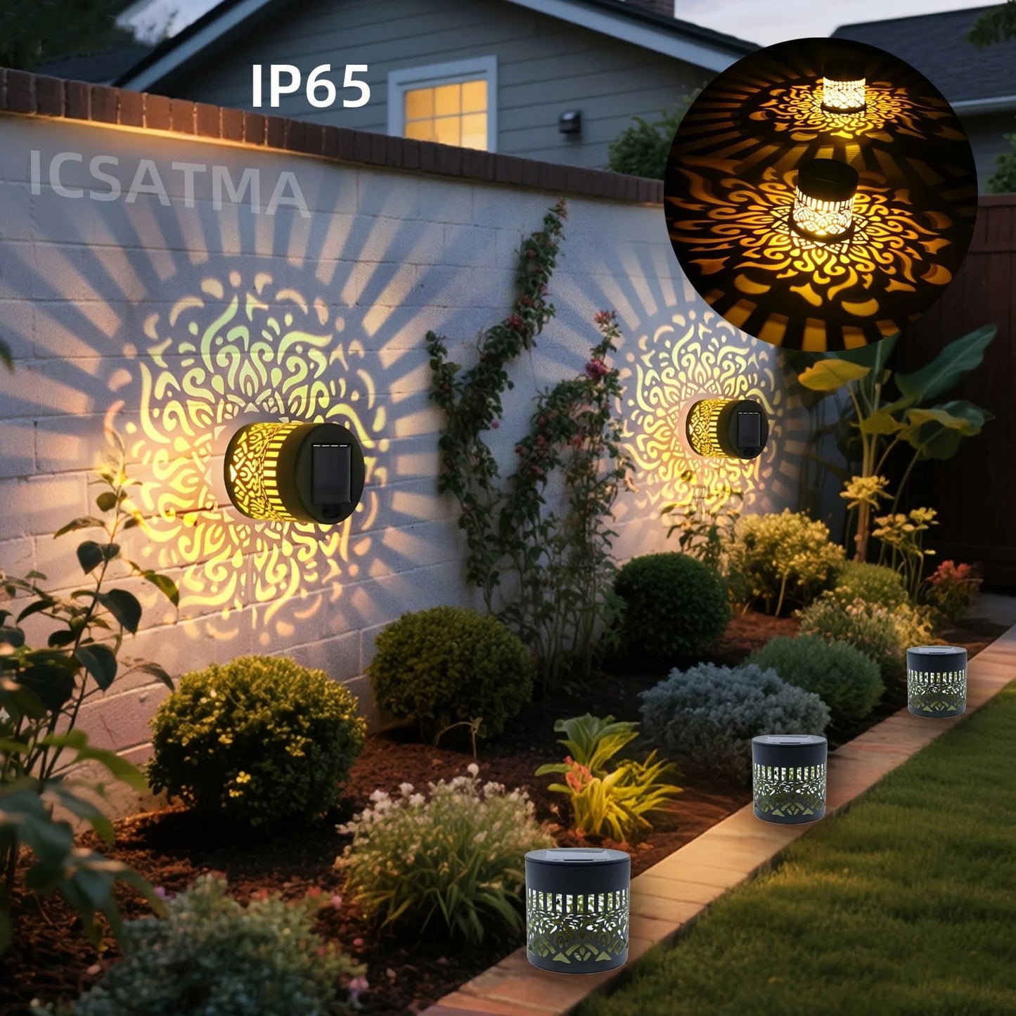 LED Solar Wall Light Waterproof Outdoor Lamp For Garden Pathway Steps And Courtyard 2