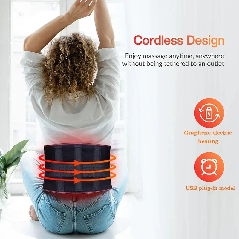 Heated Back Support Belt With Adjustable Temperature And Lumbar Brace 4