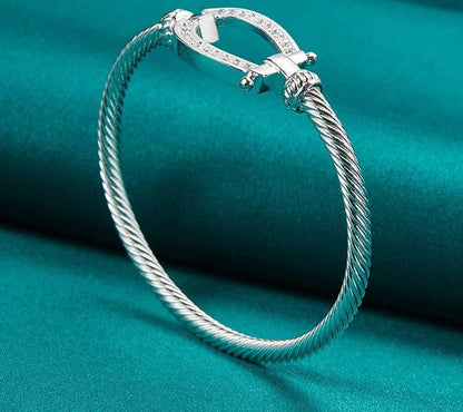 925 Sterling Silver Rope Bangle 1