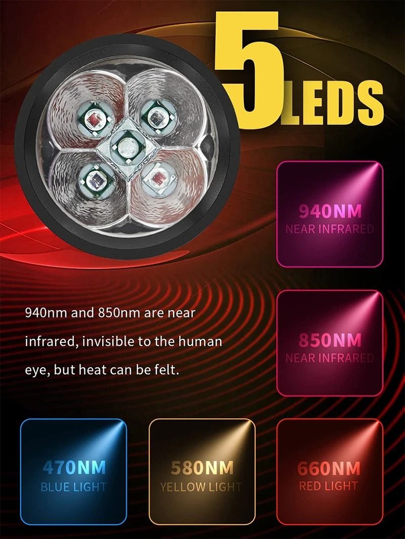 Blue And Red Light Therapy Device With 5 Wavelengths Near Infrared For Pain Relief And Skin Health 2