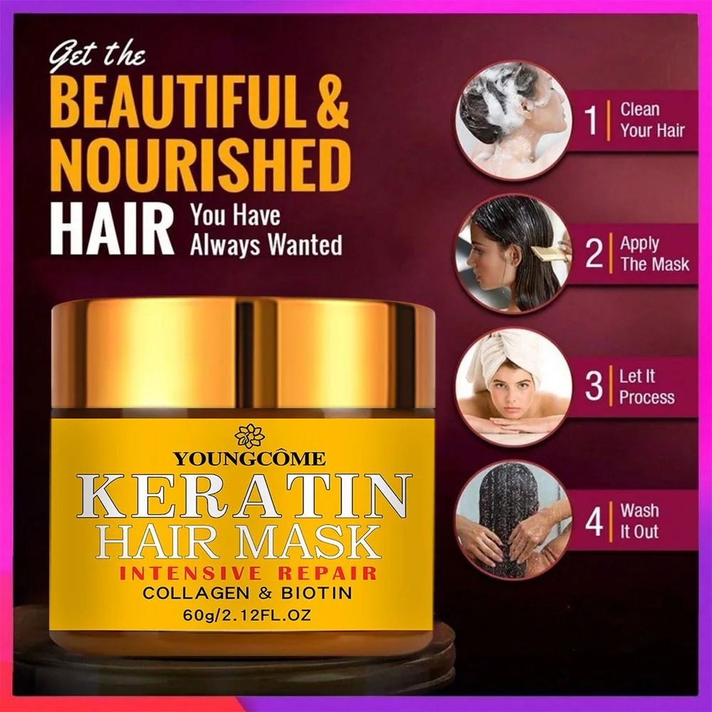 Biotin Collagen Keratin Hair Mask  Deep Repair Conditioner For Dry And Damaged Hair 4