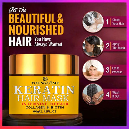 Biotin Collagen Keratin Hair Mask  Deep Repair Conditioner For Dry And Damaged Hair 4