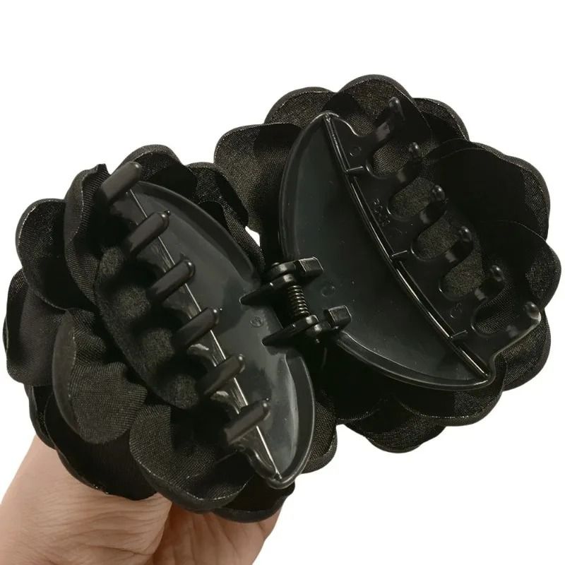 Cotton Rose Flower Hair Claw Clip  16 Colors Medium Size Shark Clamp For Women 2