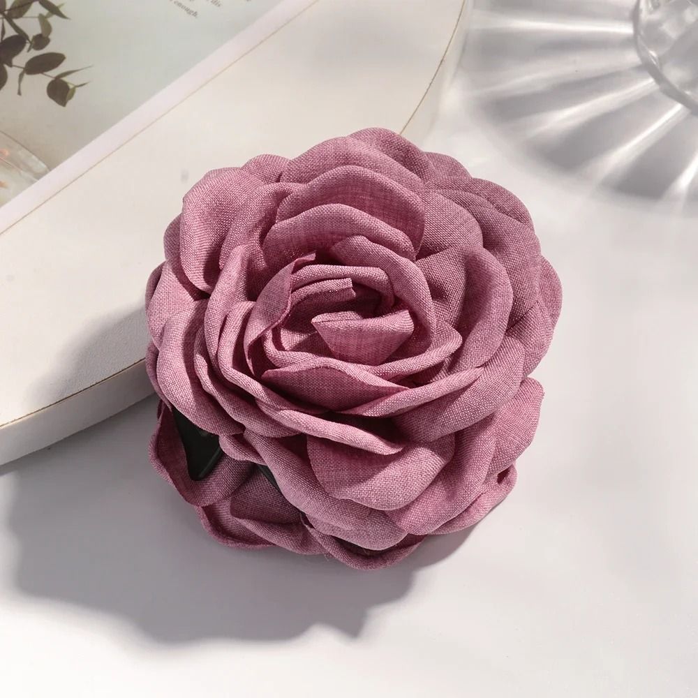 Cotton Rose Flower Hair Claw Clip  16 Colors Medium Size Shark Clamp For Women 10