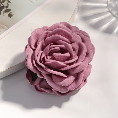 Cotton Rose Flower Hair Claw Clip  16 Colors Medium Size Shark Clamp For Women 10