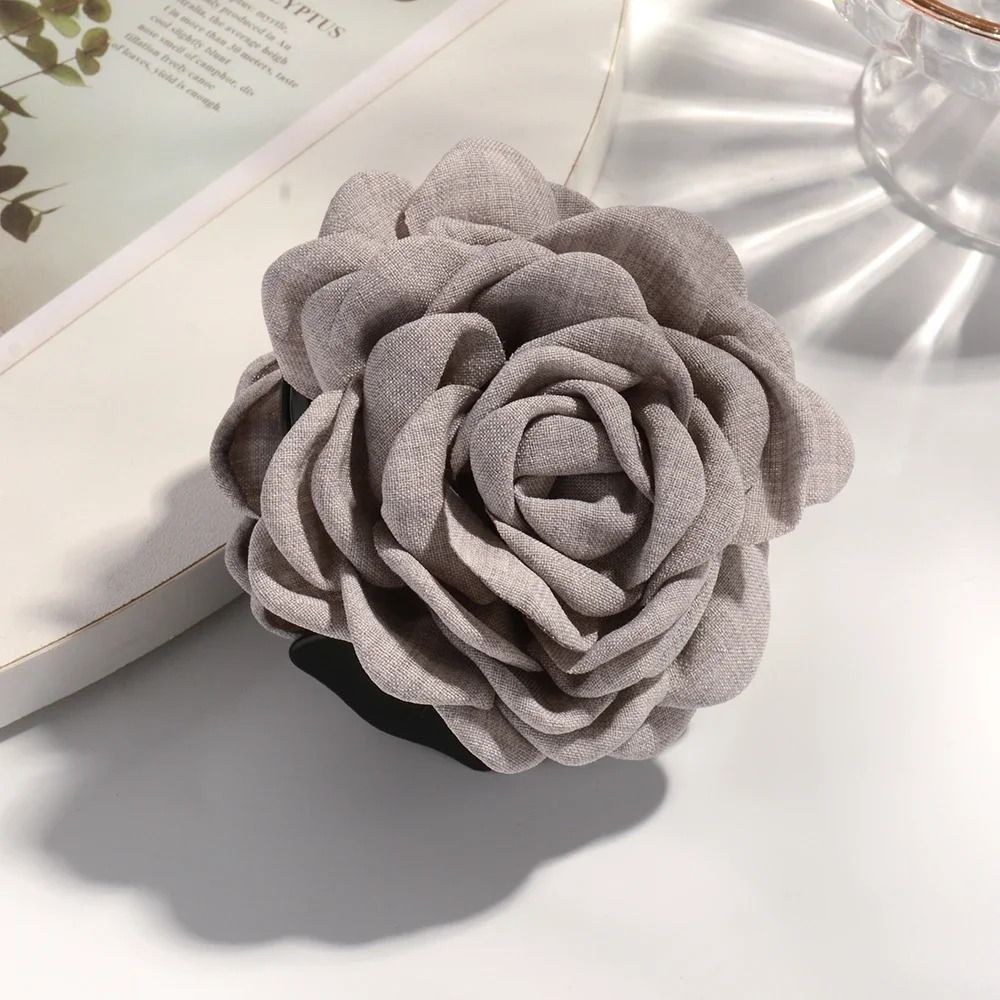 Cotton Rose Flower Hair Claw Clip  16 Colors Medium Size Shark Clamp For Women 11