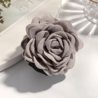 Cotton Rose Flower Hair Claw Clip  16 Colors Medium Size Shark Clamp For Women 11