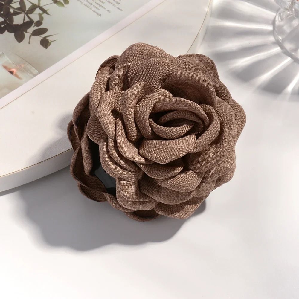 Cotton Rose Flower Hair Claw Clip  16 Colors Medium Size Shark Clamp For Women 12