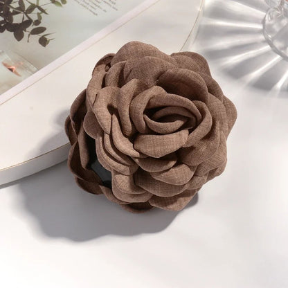 Cotton Rose Flower Hair Claw Clip  16 Colors Medium Size Shark Clamp For Women 12