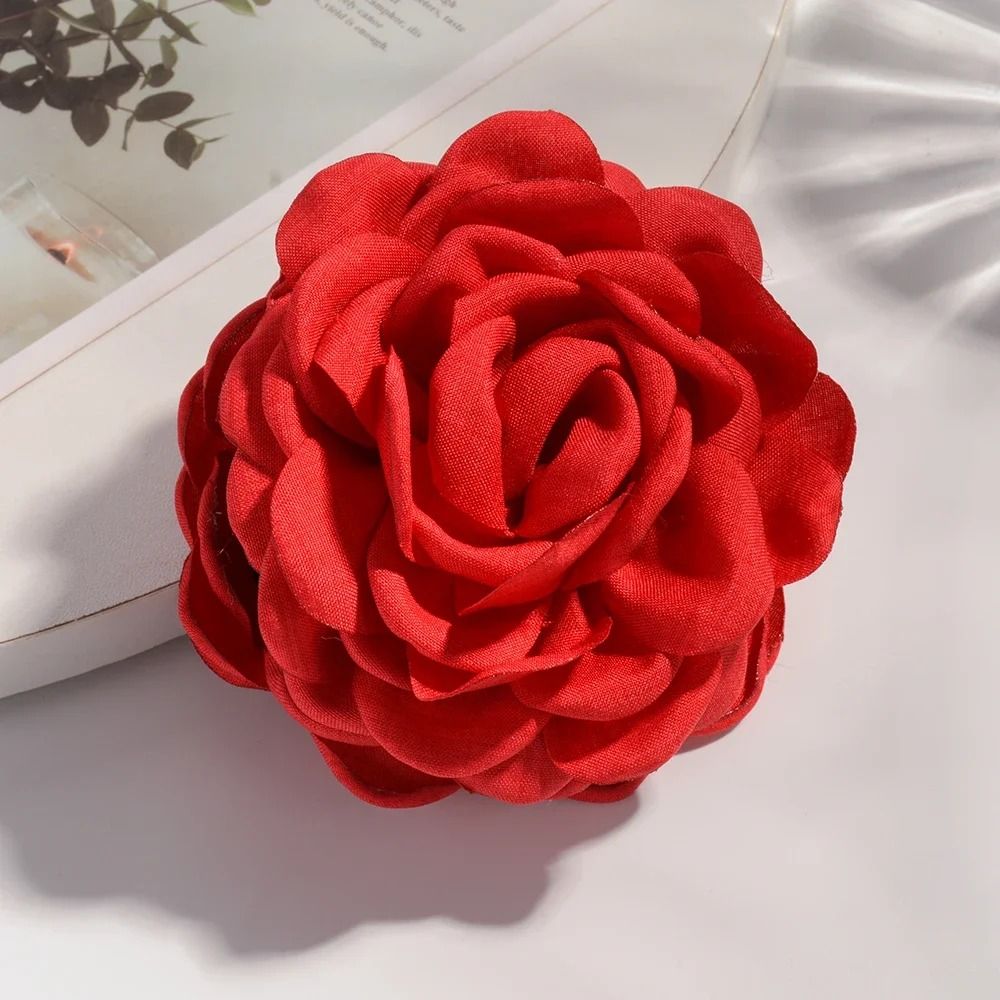 Cotton Rose Flower Hair Claw Clip  16 Colors Medium Size Shark Clamp For Women 15