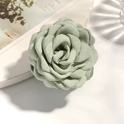 Cotton Rose Flower Hair Claw Clip  16 Colors Medium Size Shark Clamp For Women 17