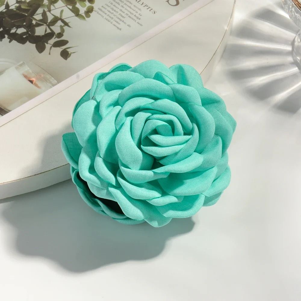 Cotton Rose Flower Hair Claw Clip  16 Colors Medium Size Shark Clamp For Women 18